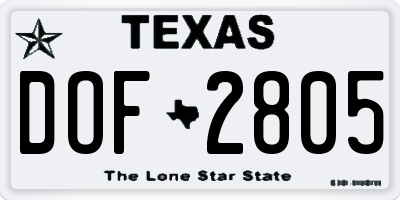 TX license plate DOF2805