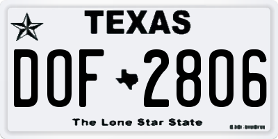 TX license plate DOF2806