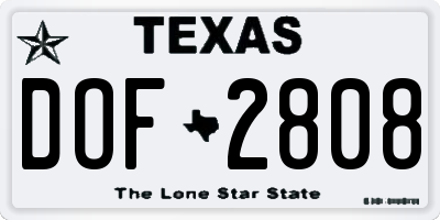 TX license plate DOF2808