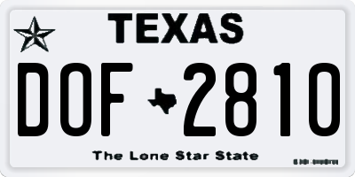 TX license plate DOF2810
