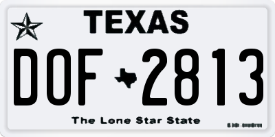 TX license plate DOF2813