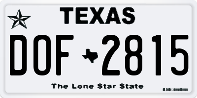 TX license plate DOF2815