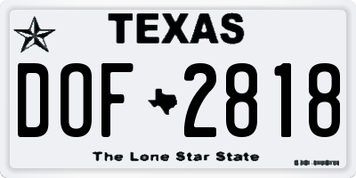 TX license plate DOF2818