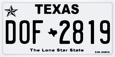 TX license plate DOF2819