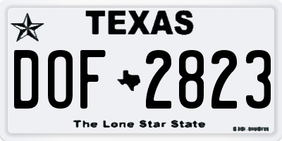 TX license plate DOF2823