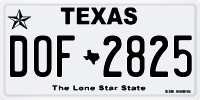 TX license plate DOF2825