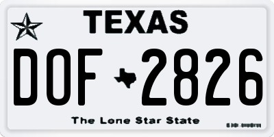 TX license plate DOF2826