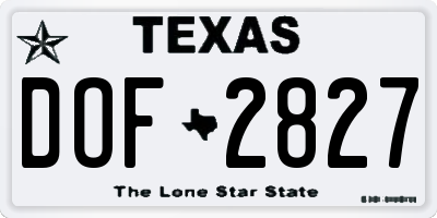TX license plate DOF2827