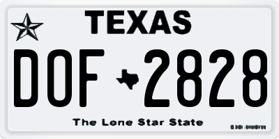 TX license plate DOF2828