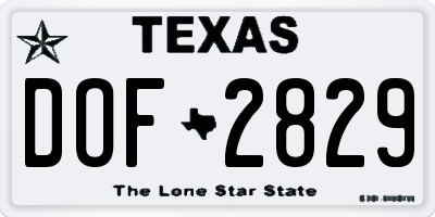 TX license plate DOF2829