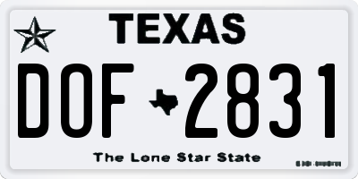 TX license plate DOF2831