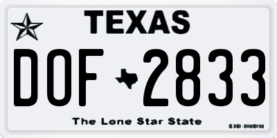 TX license plate DOF2833