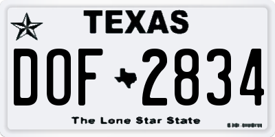 TX license plate DOF2834