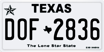 TX license plate DOF2836