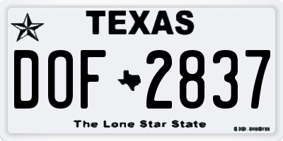 TX license plate DOF2837