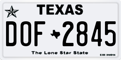 TX license plate DOF2845