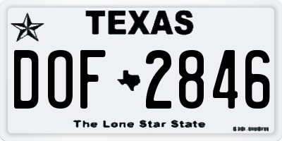 TX license plate DOF2846