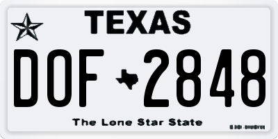 TX license plate DOF2848