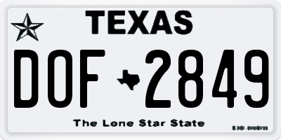 TX license plate DOF2849
