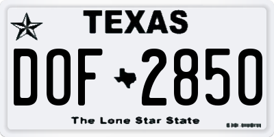 TX license plate DOF2850