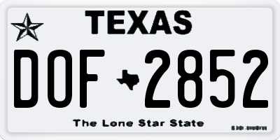 TX license plate DOF2852