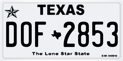 TX license plate DOF2853