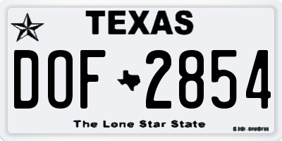 TX license plate DOF2854