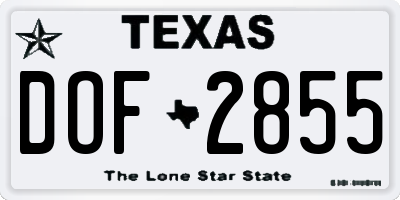 TX license plate DOF2855