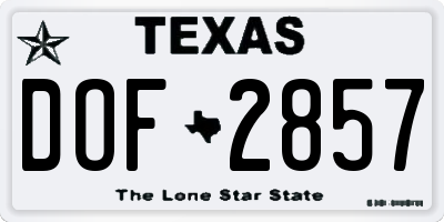 TX license plate DOF2857