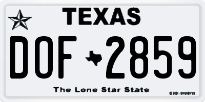 TX license plate DOF2859