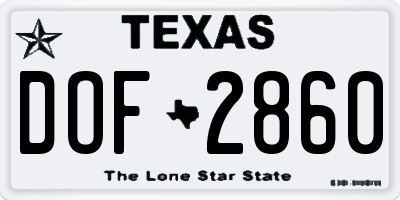 TX license plate DOF2860
