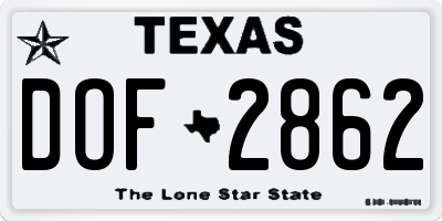 TX license plate DOF2862