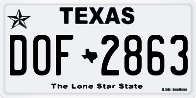 TX license plate DOF2863