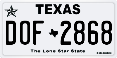 TX license plate DOF2868