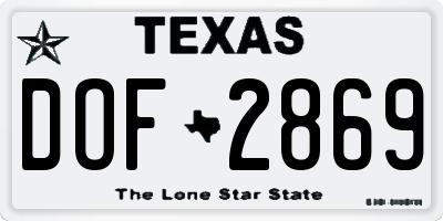 TX license plate DOF2869