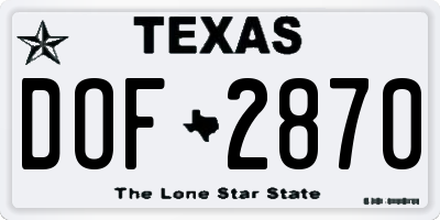 TX license plate DOF2870