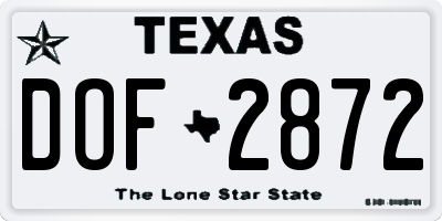 TX license plate DOF2872