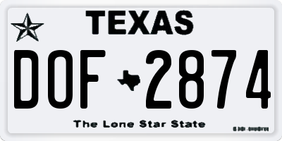TX license plate DOF2874