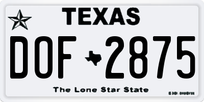 TX license plate DOF2875