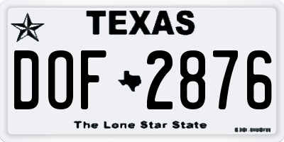 TX license plate DOF2876
