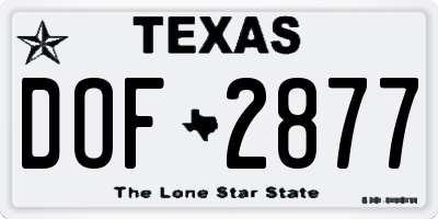 TX license plate DOF2877