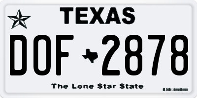 TX license plate DOF2878