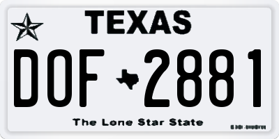 TX license plate DOF2881