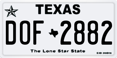 TX license plate DOF2882