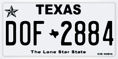 TX license plate DOF2884
