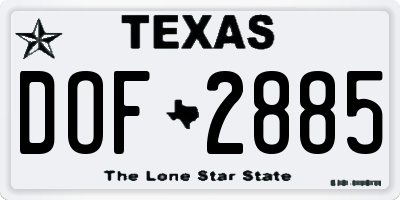TX license plate DOF2885