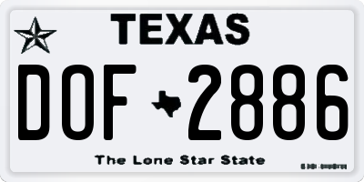 TX license plate DOF2886