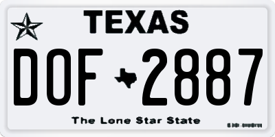 TX license plate DOF2887