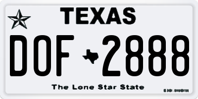 TX license plate DOF2888