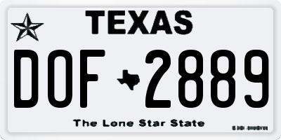 TX license plate DOF2889